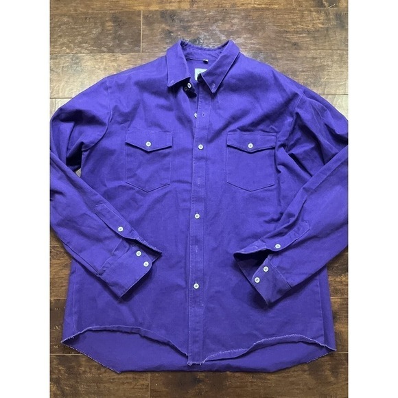 Western Other - Brassada Mens Purple Western Rodeo Thick Heavy Wieght Purple Button Down L USA